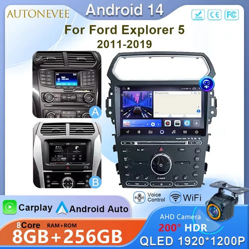 Para Ford Explorer 5 2011-2019 Android 14 Radio de coche reproductor de vídeo Multimedia navegación GPS unidad principal estéreo No 2Din 2 din DVD BT
