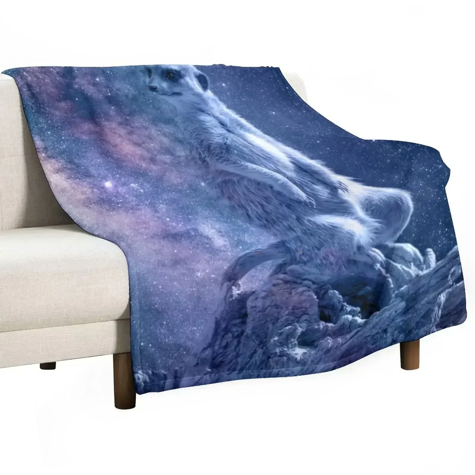 Smooth Space Meerkat Throw Blanket Loose Soft Plaid Quilt Furrys Thermals For Travel For Sofa Thin Blankets