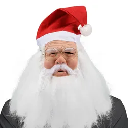 Merry Christmas Santa Claus Latex Mask Outdoor Ornamen Cute Santa Claus Costume Masquerade Wig Beard Dress up Xmas Party