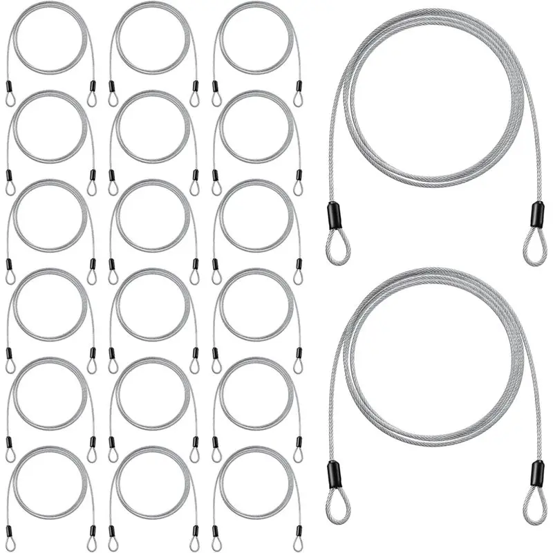 

【ALLOWANCE】Пламовый замок с двумя петлями для U-образного замка и использования на открытом воздухе, 20 кабельных замков, стальной защитный тросовый замок 4,9 фута х 3 мм