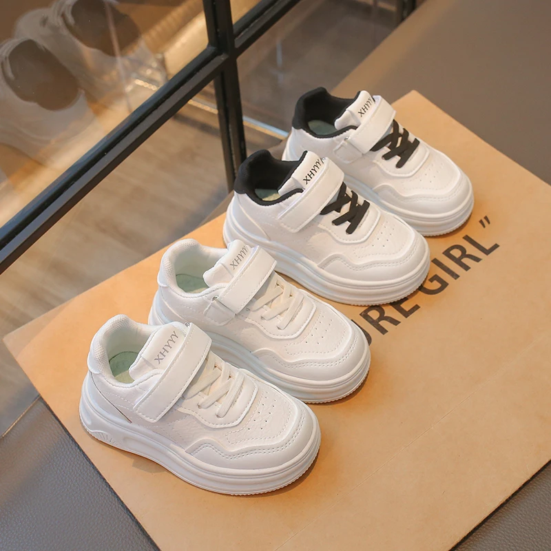 

Children's White Casual Sneakers Toddler Boys Girls Hook Loop Soft Sole School Shoes for Daily Outdoor Sports Wear 2026 Hot Sale