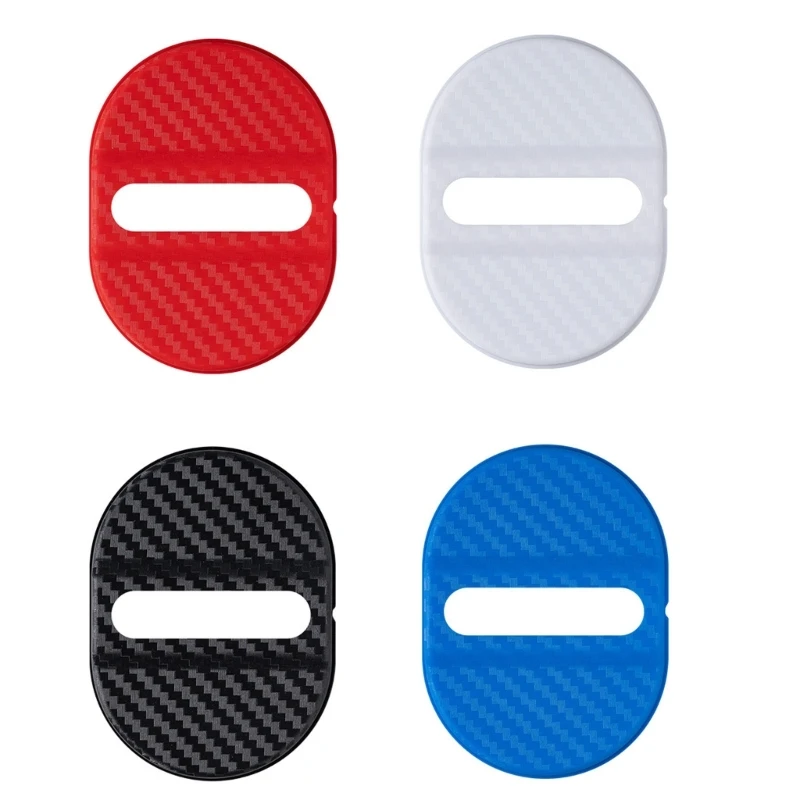 U2JA Car Door Area Protection Cover Set, Slim Door Lock Surround Pads with Carbon Fiber Pattern for Repeated Entry Wear, 4