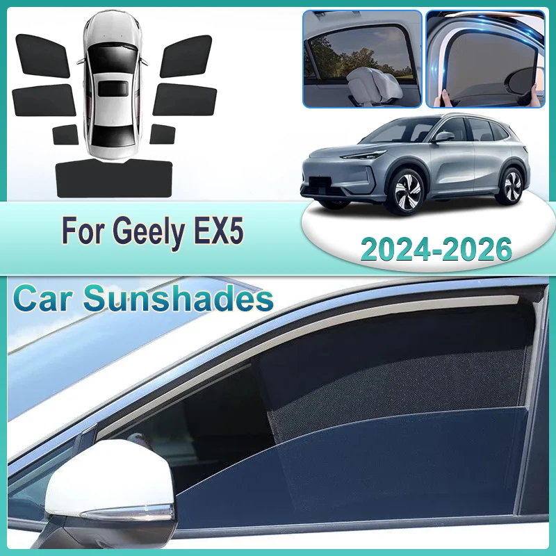 

Car Mesh Sunshades For Geely EX5 Accessories 2026 Galaxy E5 2024 2025 Auto Window Sun Visors Windshield Sun Shade Accessories