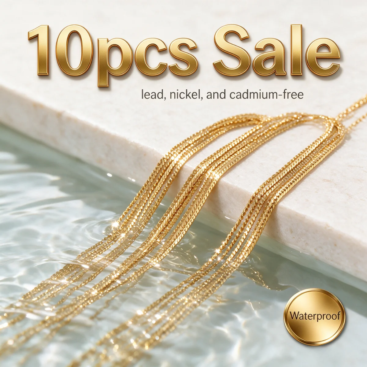LUXUKISSKIDS Großhandel S-Ketten-Halskette zum Selbermachen, 1mm dünn, Edelstahl, wasserdicht, vergoldet, hochwertiger Basis-Schmuck – Detail 2