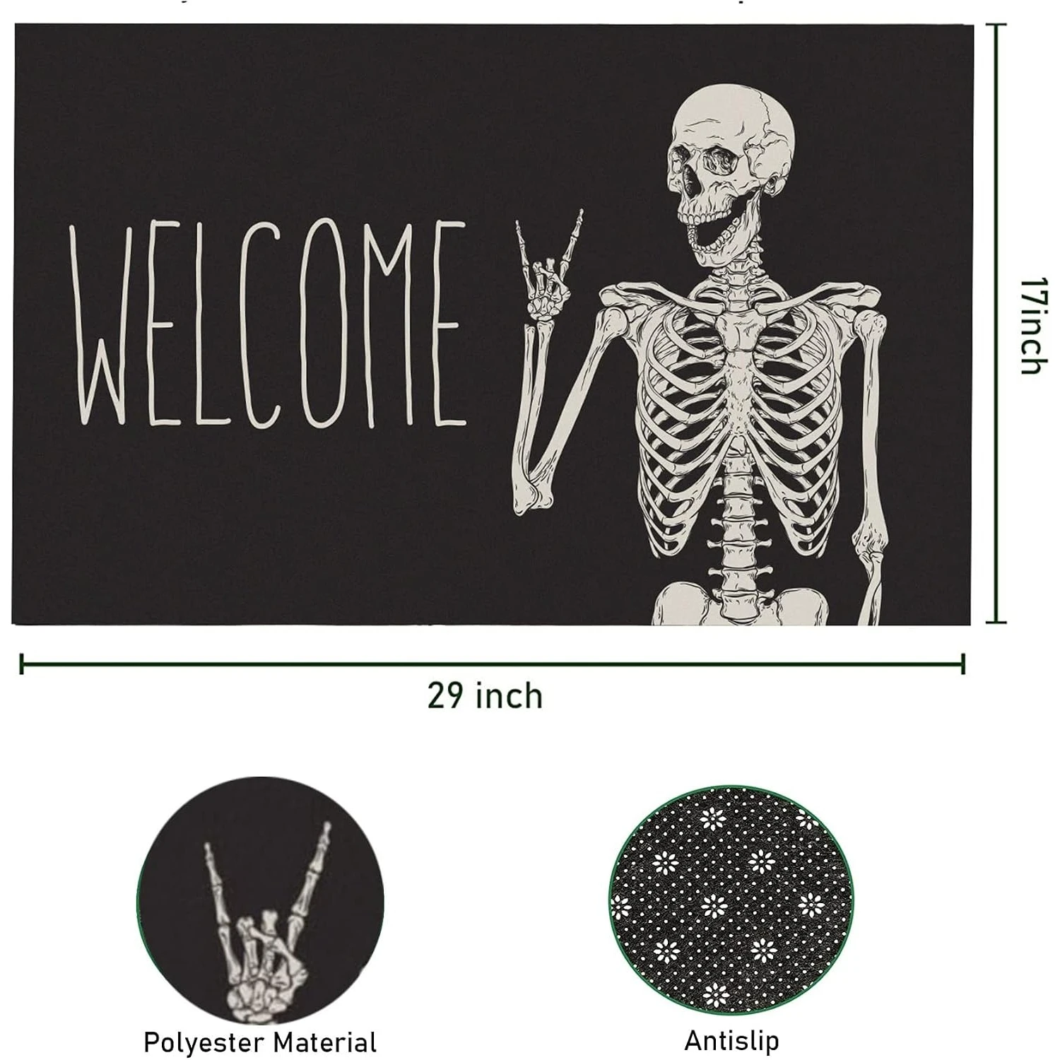 Skull Funny Welcome Doormat Non Slip Indoor Outdoor Entrance Rug Halloween Party Decor Mat Set Gift view 6