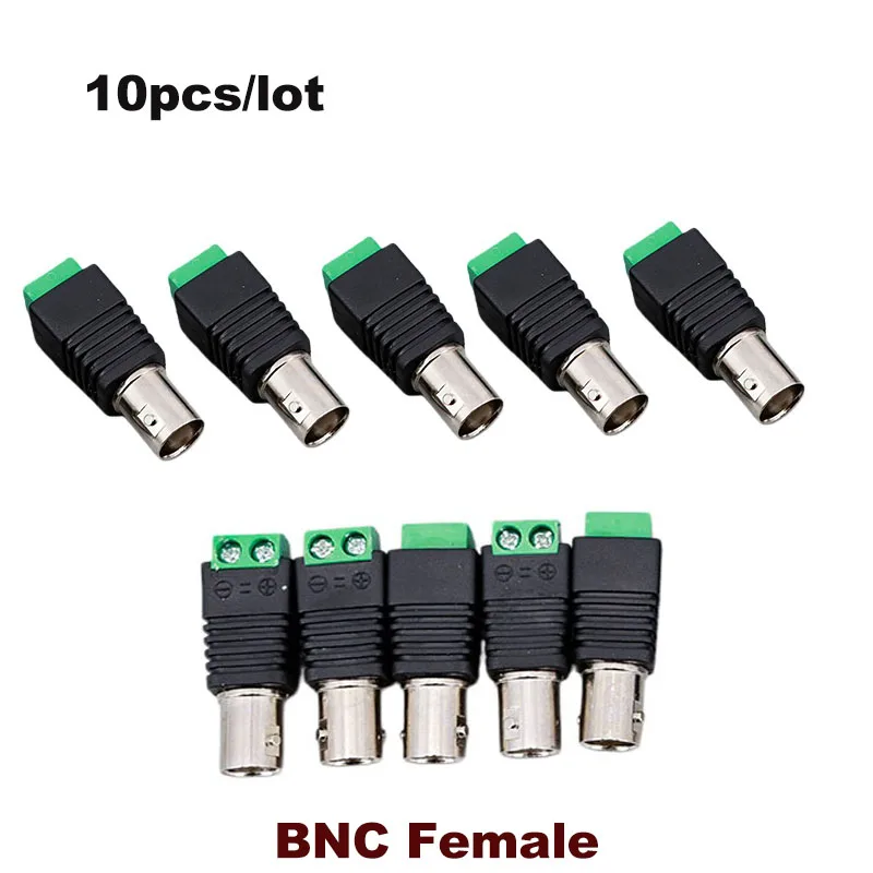 10PCS 12V BNC Female Jack Adapter Plug Video Balun Converter BNC Connector for Led Strip Light DVR CCTV Camera Power J17