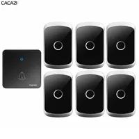 CACAZI Home Wireless Doorbell 300M Remote CR2032 Battery Waterproof 1 Transmitter 6 Receiver 60 Ring 0-110DB Chime US EU UK Plug