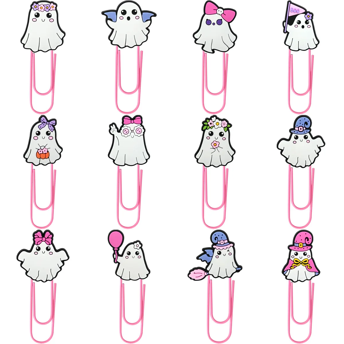 

12 pcs Random New Halloween Little Ghost Paper Clip Cartoon Bookmark DIY Stationery Metal Binder Clips School Office Supplies