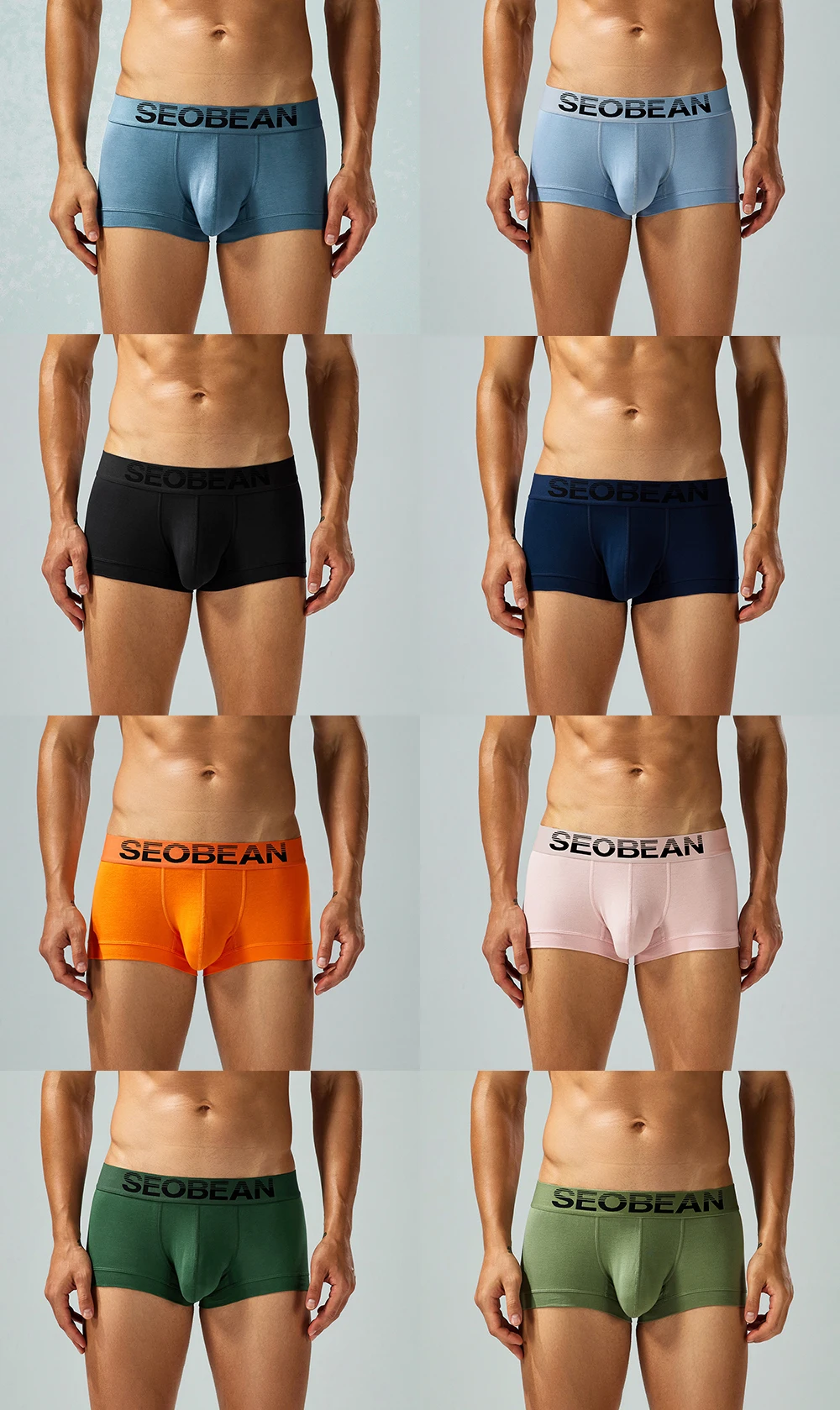 

Seobean, 8 шт., мужские хлопковые трусы, удобные дышащие, впитывающие пот, простые шорты-боксеры