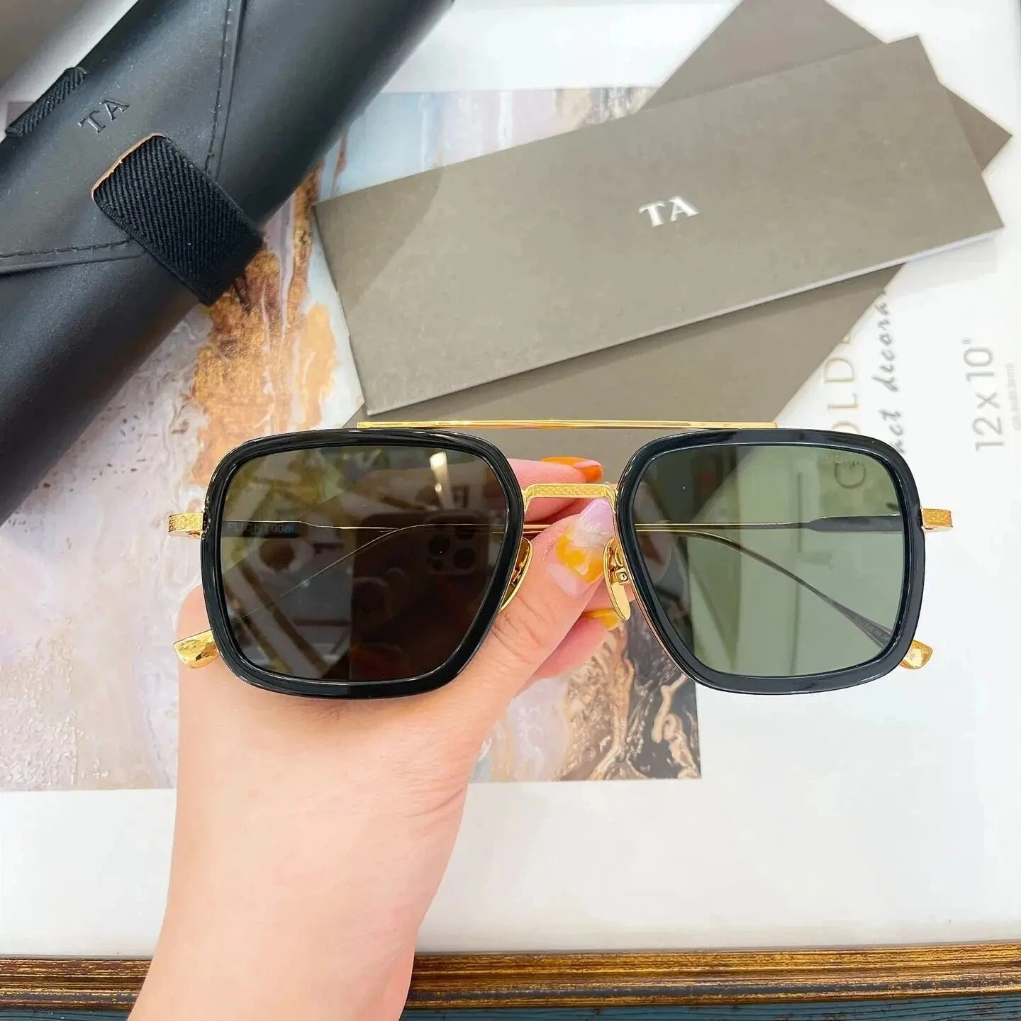 

Authentic For DIYTA DT DTS006 FLIGHT 006 Top Quality Men Women Sun Glasses Green Lenses Polarized Male Couple Eyewear With Box