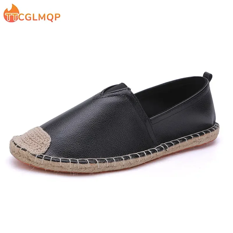 2023 Summer New Men's Linen Casual Shoes Handmade Weaving Fisherman Shoes Fashion Casual Flat Espadrilles Driving Shoes Big Size