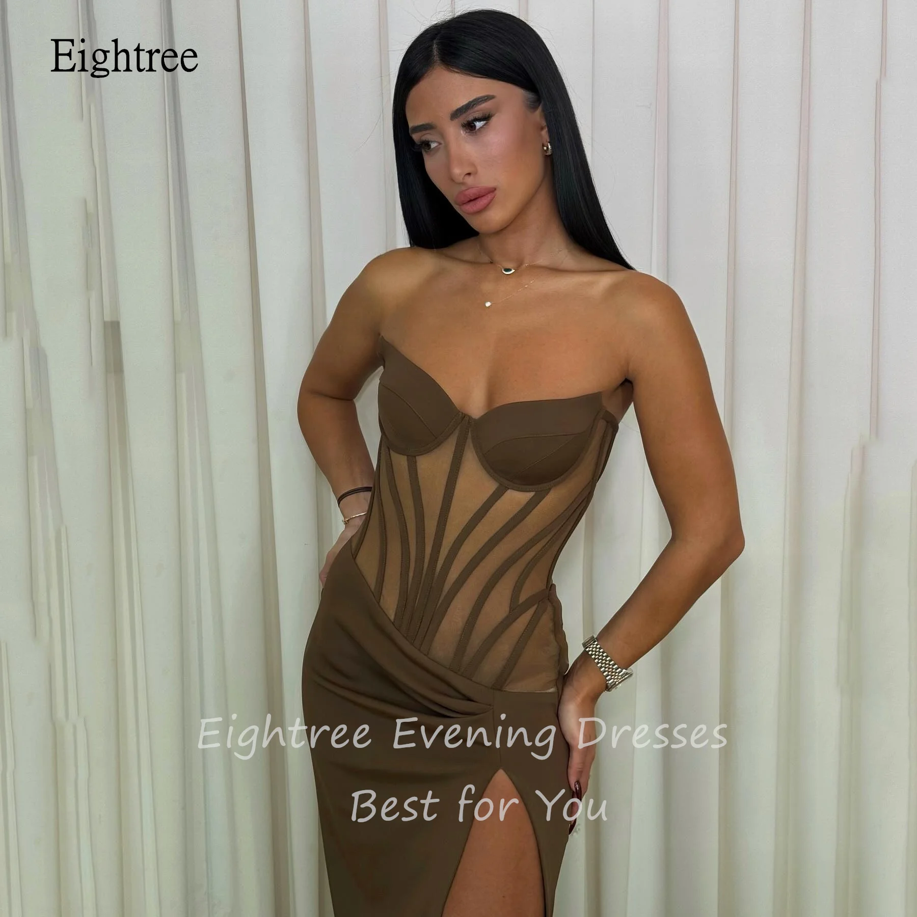 Eightree Sexy Mermaid Prom Gowns Sweetheart Neck Formal Party Gown High Side Split Evening Dress vestidos de fiesta Customized image 4