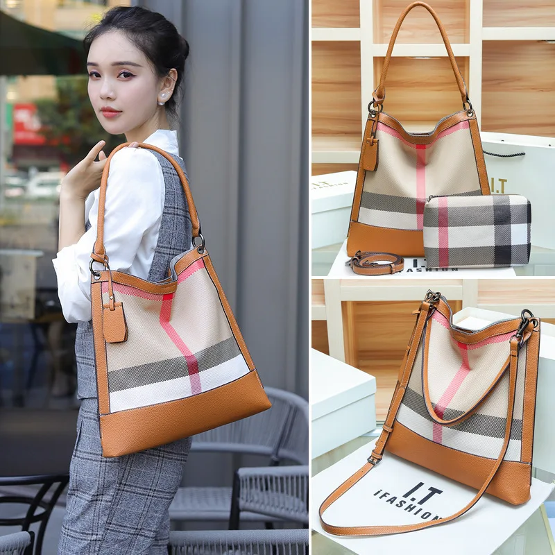 

2026 New Plaid Bucket Bag for Women, Premium Color-Block Tote, Fashionable Underarm & Shoulder Bag, Luxury Checkered Handbag