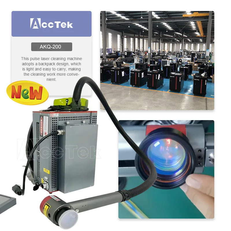 

Backpack Type 100W 200W Pulsed Laser Cleaning Machine Price Rust Removal Machinery Paint Coat Portable Oxide Laser Cleaner