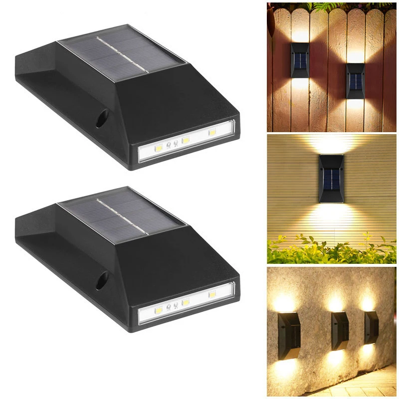 6LED Outdoor Solar Wall Lamps Waterproof Wall Washing Lights Up/Down Lighting for Garden Yard Terrace Fence Villa Terrace