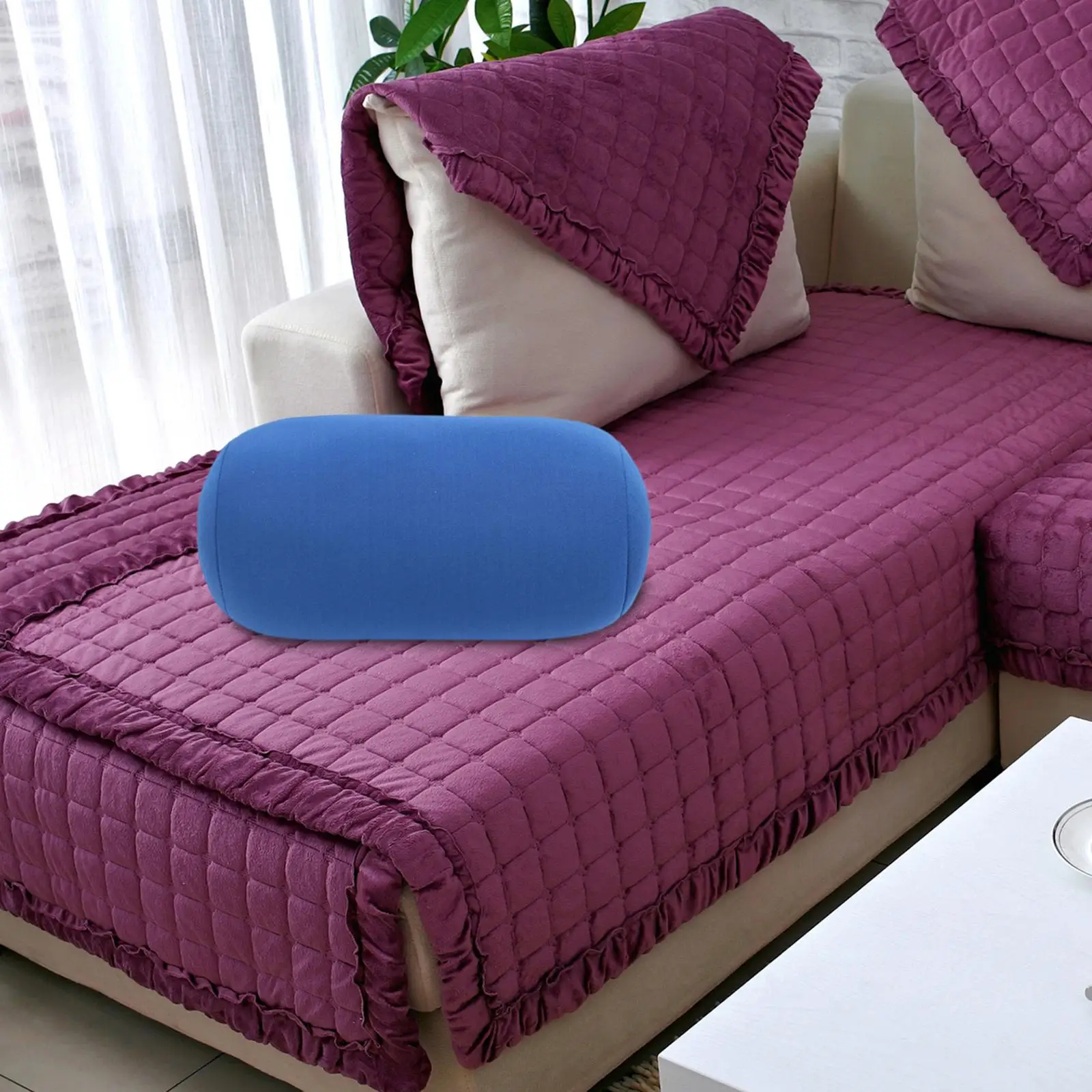 قطعتان من أنبوب الوسادة مع غطاء قابل للإزالة للرأس الخلفي المقاوم للغبار في المنزل، أزرق #3