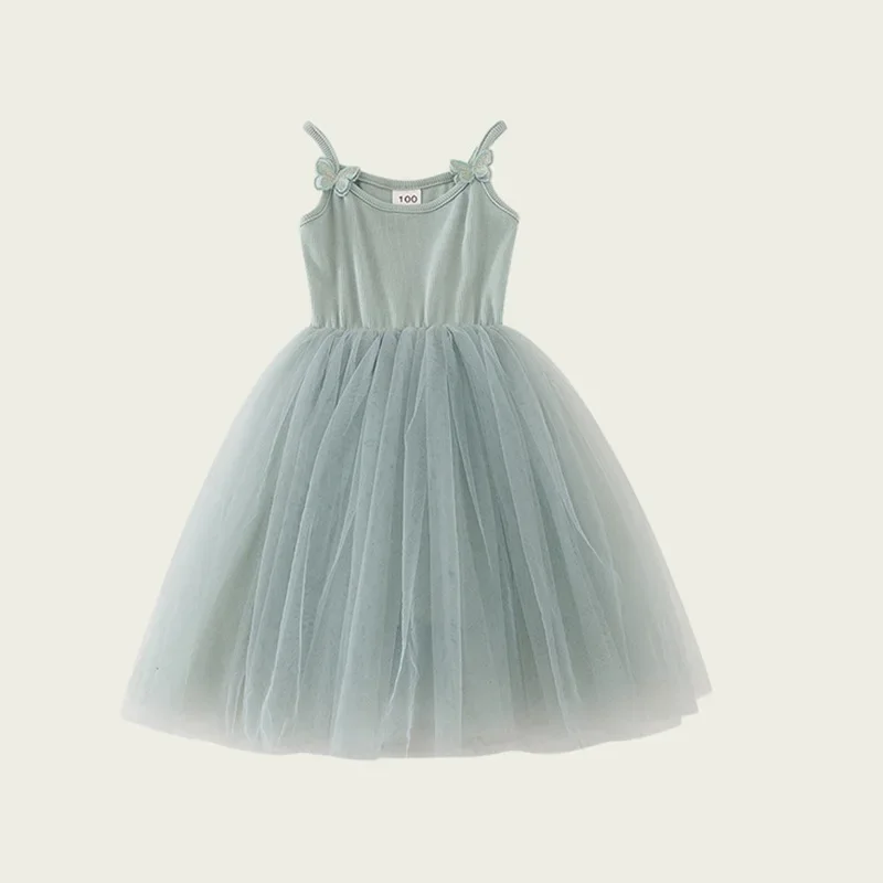 

2026 Summer Baby Girls Kids Cute Tutu Sling Dress Sleeveless Tulle Birthday Party Vestido Ballet Princess Dress Children Clothes