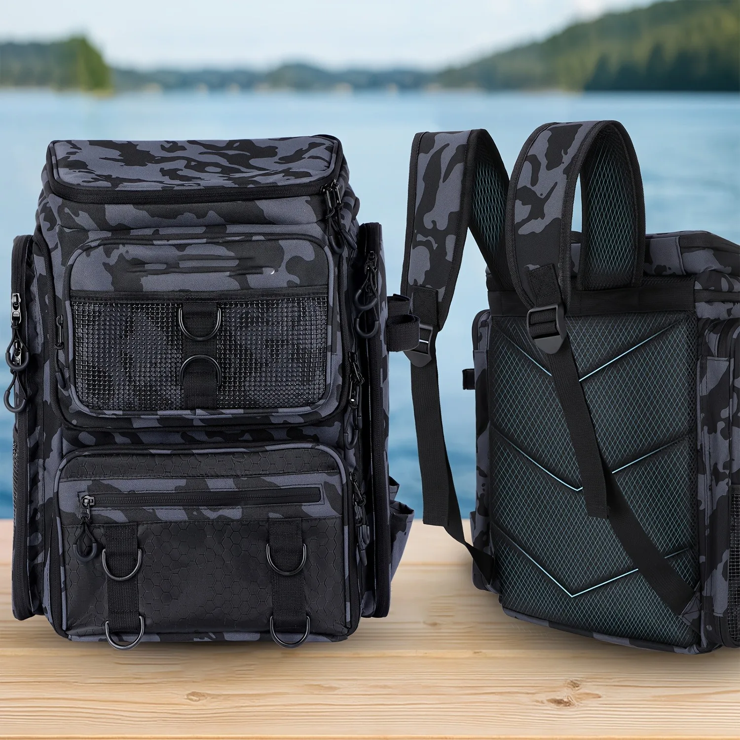 42L Multifunktionale Angeltasche, Große Angelruten-Tasche, Angel-Aufbewahrungsrucksack, Angelzubehör-Rucksack – Detail 16