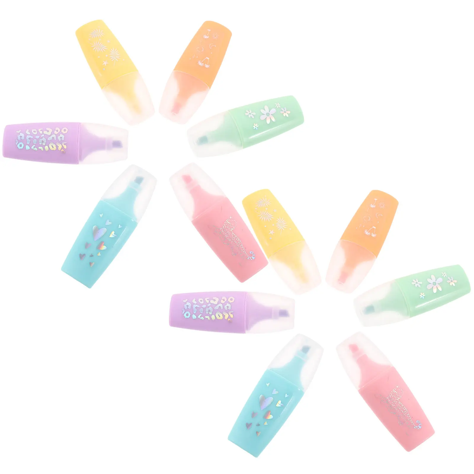 

12Pcs Mini Cartoon Highlighters Colorful Marker Pens Note Marking School Supplies for Students DIY Scrapbook Art Markers Pen
