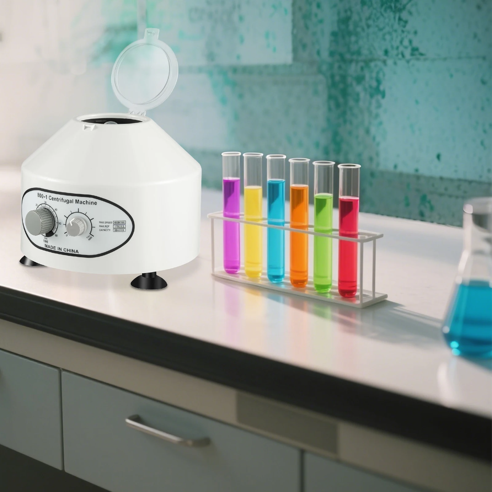 Centrifugadora de laboratorio de 220V, centrífuga de mesa eléctrica médica para investigación científica escolar de laboratorio, 6x20ml, 800-1, 4000U/m