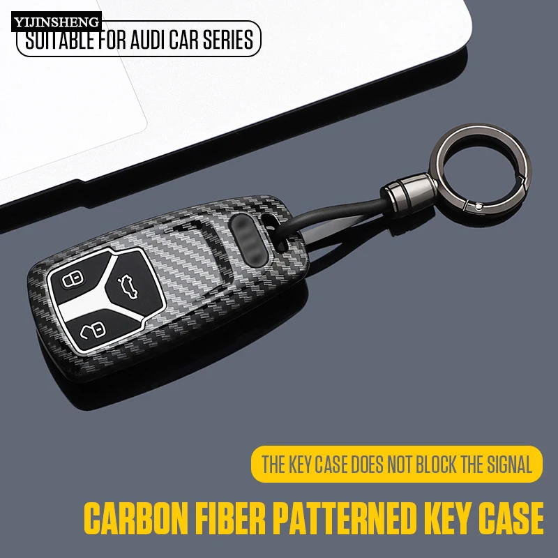 ABS Carbon Style Car Key Case Cover Fob Keychain for Audi A1 A3 A4 8P 8L 8V A5 B6 B7 A6 A7 C5 C6 Q3 Q5 Q7 4F S3 S4 S6 RS3 TT view 3