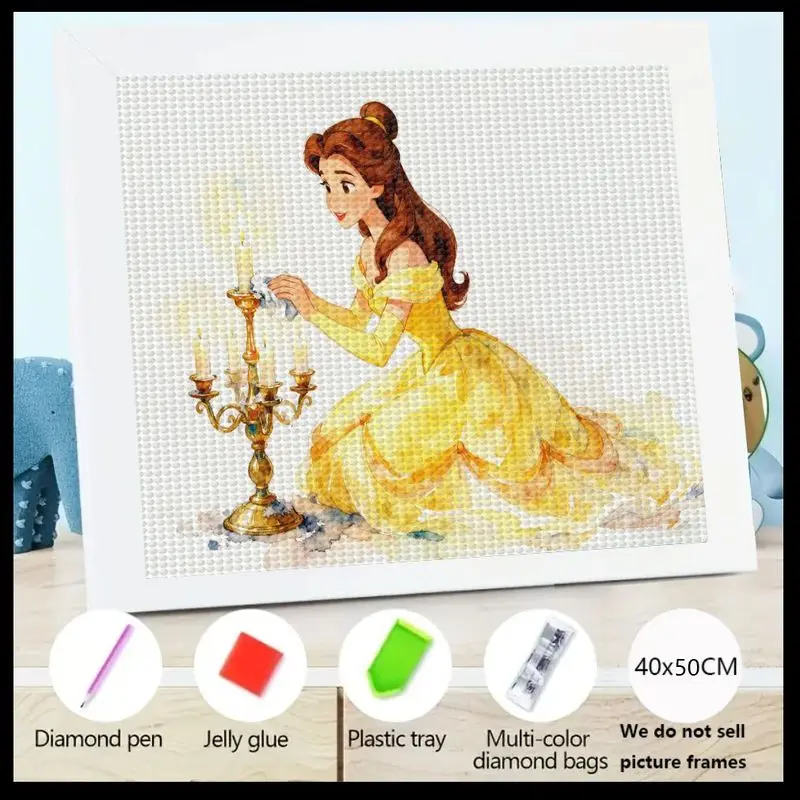 

1 шт., набор алмазной живописи Disney Princess Belle 5D Full Drill, элегантные подсвечники Belle в стиле «Красавица и чудовище»
