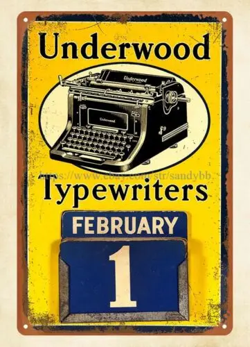 bar club metal signs Underwood Typewriters Calendar metal tin sign