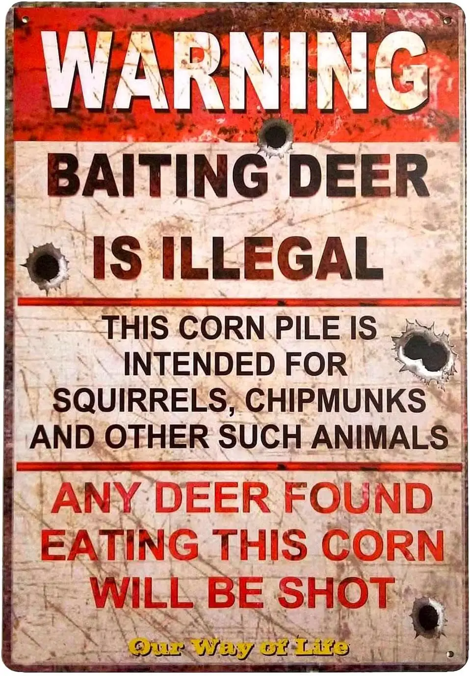 ARTCLUB Warning Baiting Deer Is Illegal Metal Tin Sign Vintage Poster Wall Decor