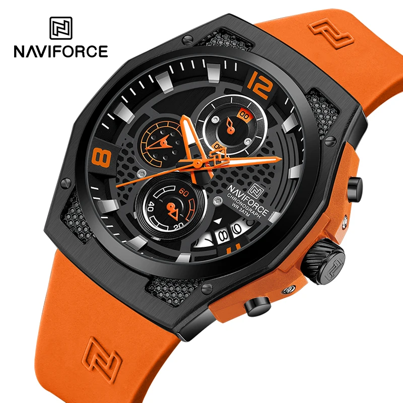 

NAVIFORCE Men's Watch Fashion Silicone Strap Quartz Date Display Wristwatch Male Casual Sport Waterproof Clock Relogio Masculino