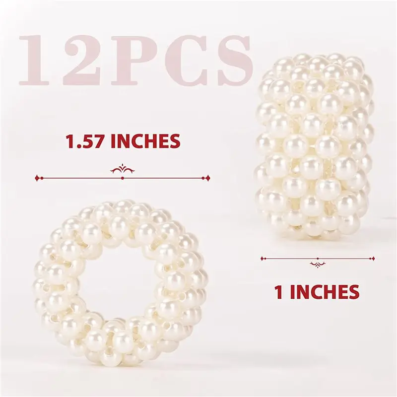 A69enapkin Ring 96-Piece Set, White Pearl Wedding Napkin Buckle Table Decoration