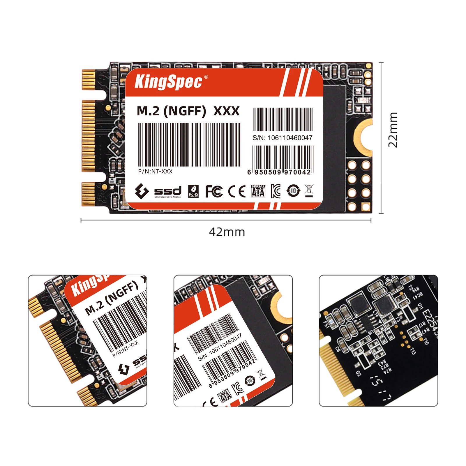 KingSpec M.2 SATA SSD SATA3 128 ГБ 256 ГБ 512 ГБ HDD 2242 мм NGFF M2 SATA 1 ТБ 2 ТБ 120 ГБ 240 ГБ Жесткий диск для ноутбука Destop Thinkpad