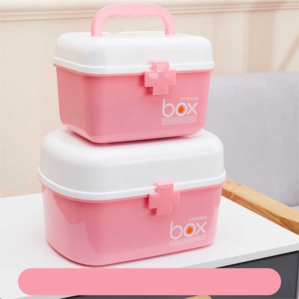 منظم أدوات الطوارئ العائلية، صندوق الإسعافات الأولية، مقاس وردي، شبكات متعددة، طبقات مزدوجة، منظم تخزين الأدوية سهل الحمل #4