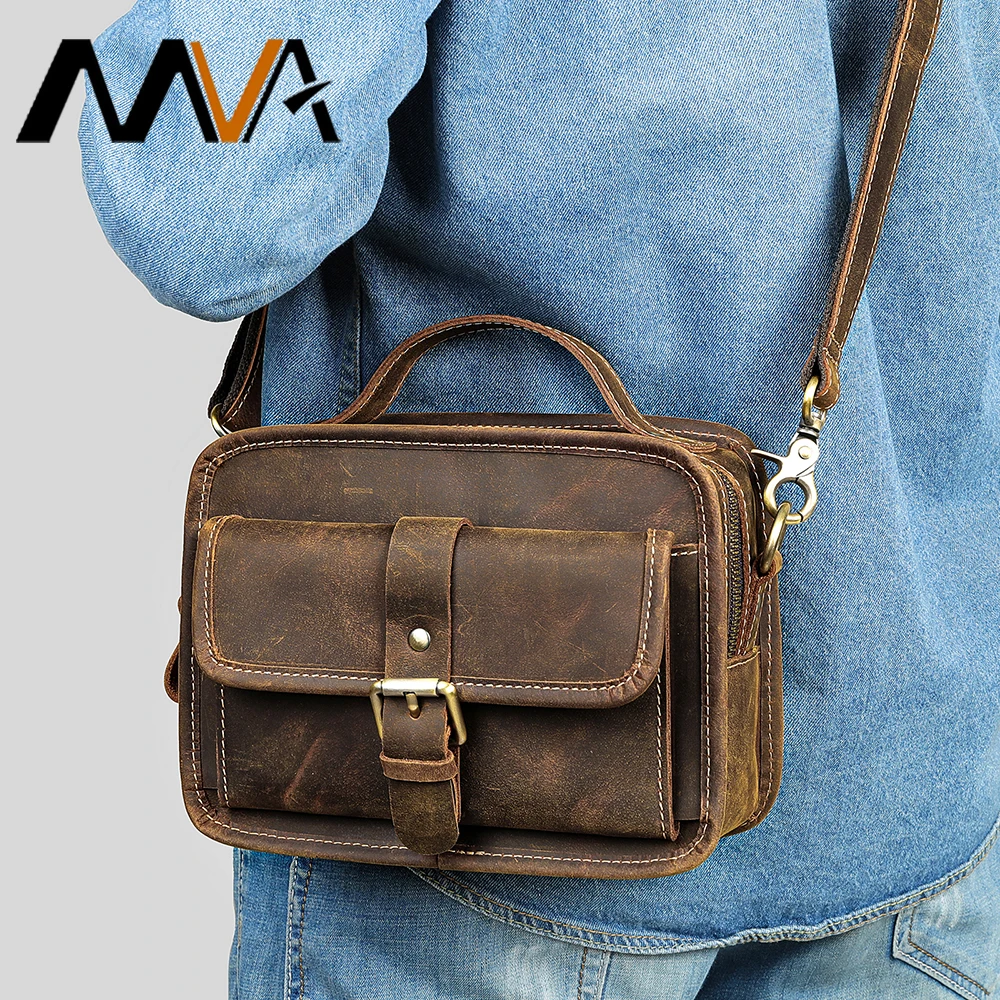 

MVA Brand Men's Crossbody Shoulder Bags High Quality Fashion Male Bages Business Man Messenger Bag Crazy Horse Leather Bag's New