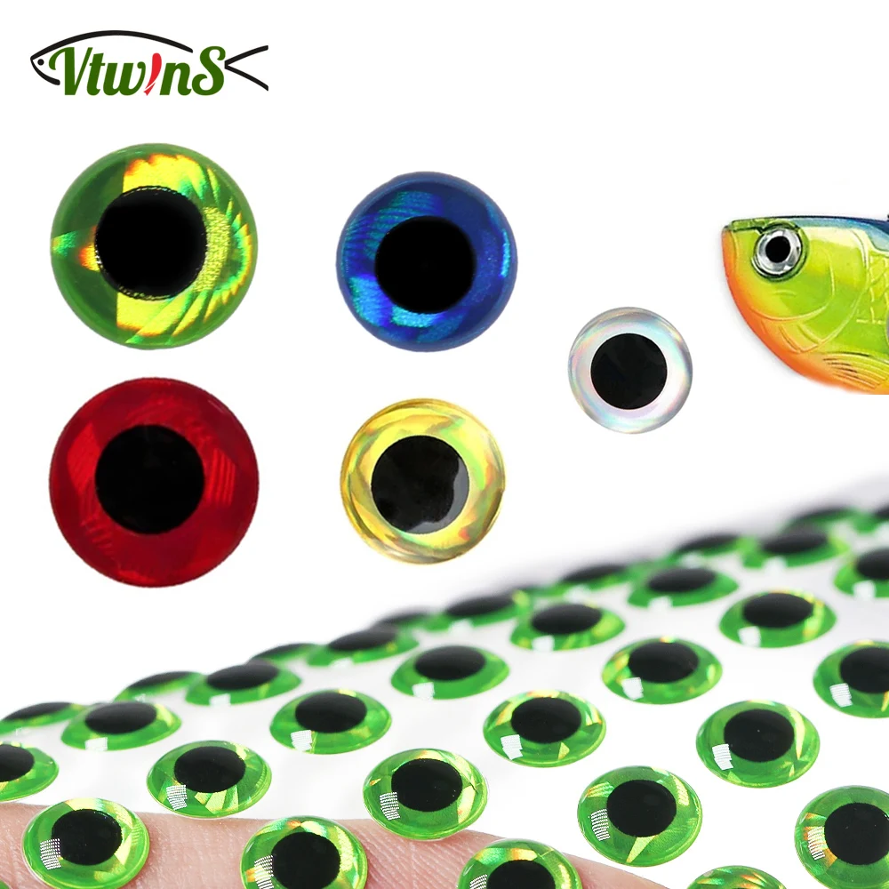 

Vtwins 100PCS Holographic 3D Epoxy Fish Eyes For DIY Lures Jig Lure Baits Saltwater Fishing Crankbaits Making Material 2~18mm