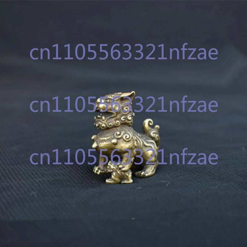 الصينية القديمة البرونزية فو فو الكلب الحرس باب الأسد زوج قلادة الجدول تمثال #2