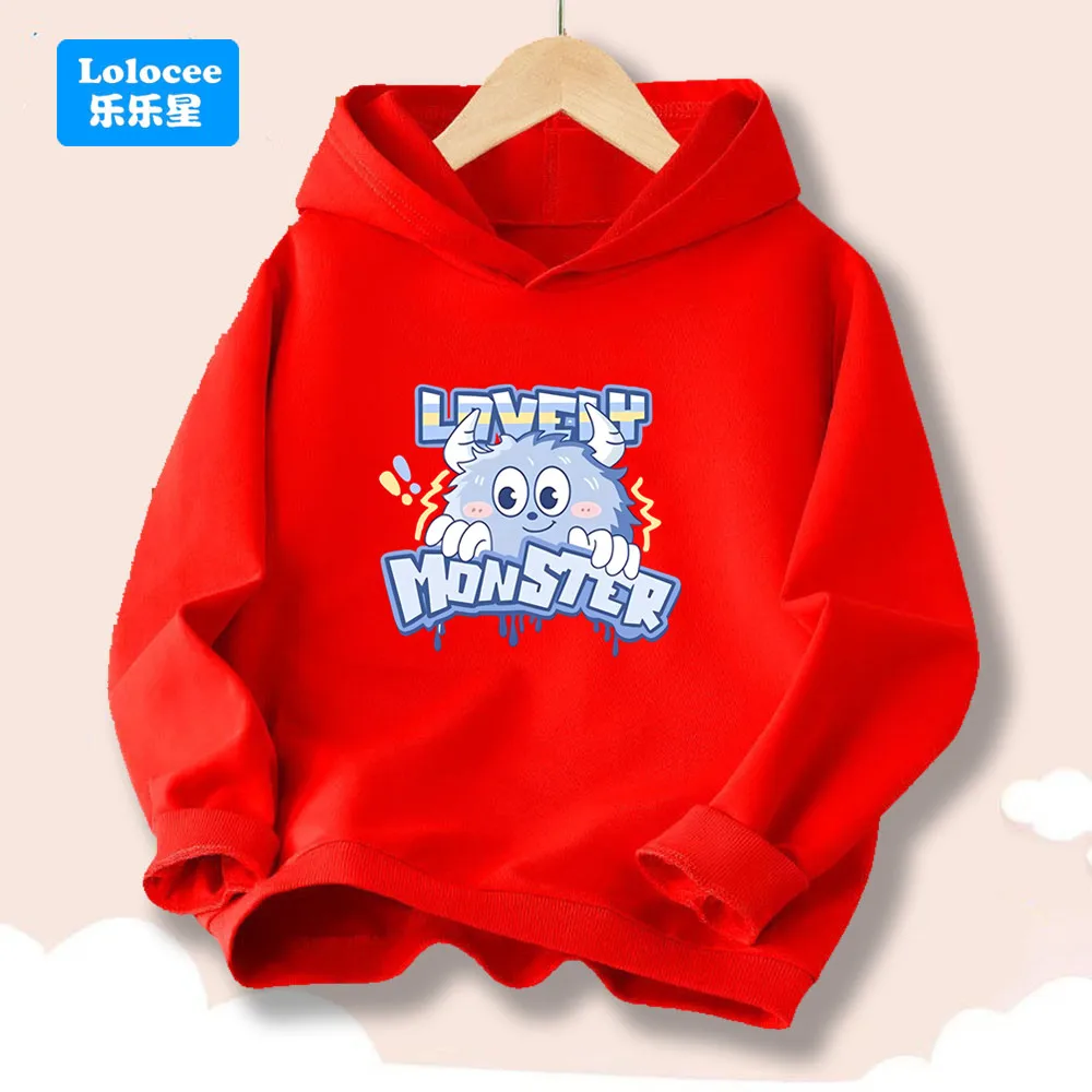 Cartoon Lovely Monster Pattern Children's Hoodies Spring Autumn Boys Fashion Outdoor Travel Hooded Sweatshirt GSLS1