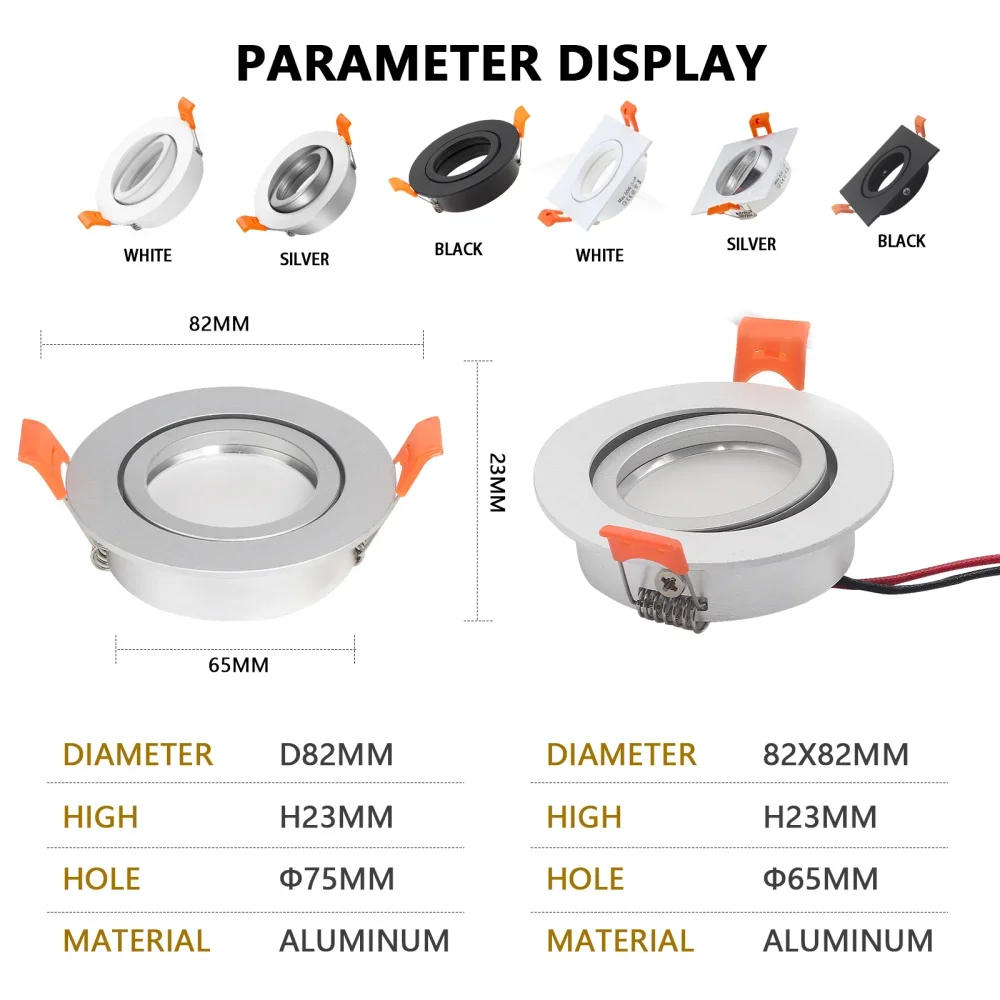 4 adet siyah beyaz yuvarlak gömme LED tavan ışık çerçevesi Frame GU10 ampul fikstür Downlight tutucu GU10 Spot ışık uydurma