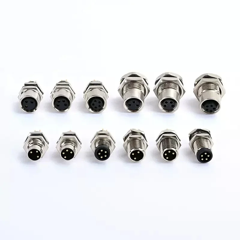 M8 Sensor Connector Panel Back Mount Waterproof Flange Socket Threaded Coupling Male&Female 3Pin 4Pin 5Pin A Type