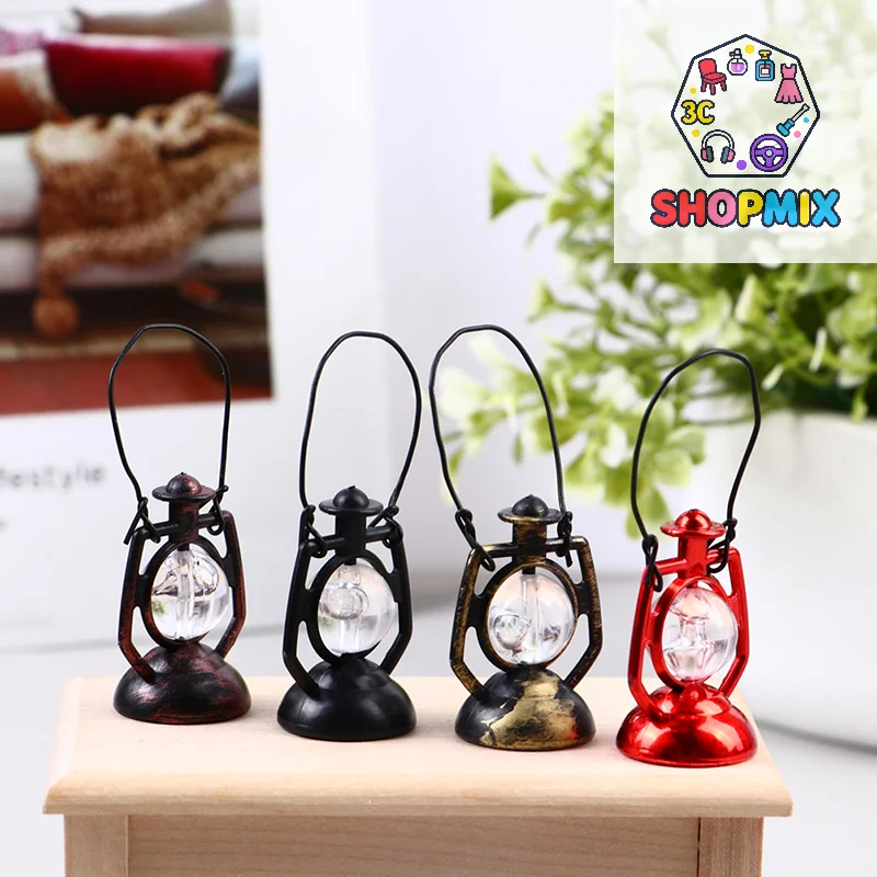 

Миниатюрная ретро-лампа-фонарь на керосине для кукольного домика 1:12 с ручкой, декоративная игрушка