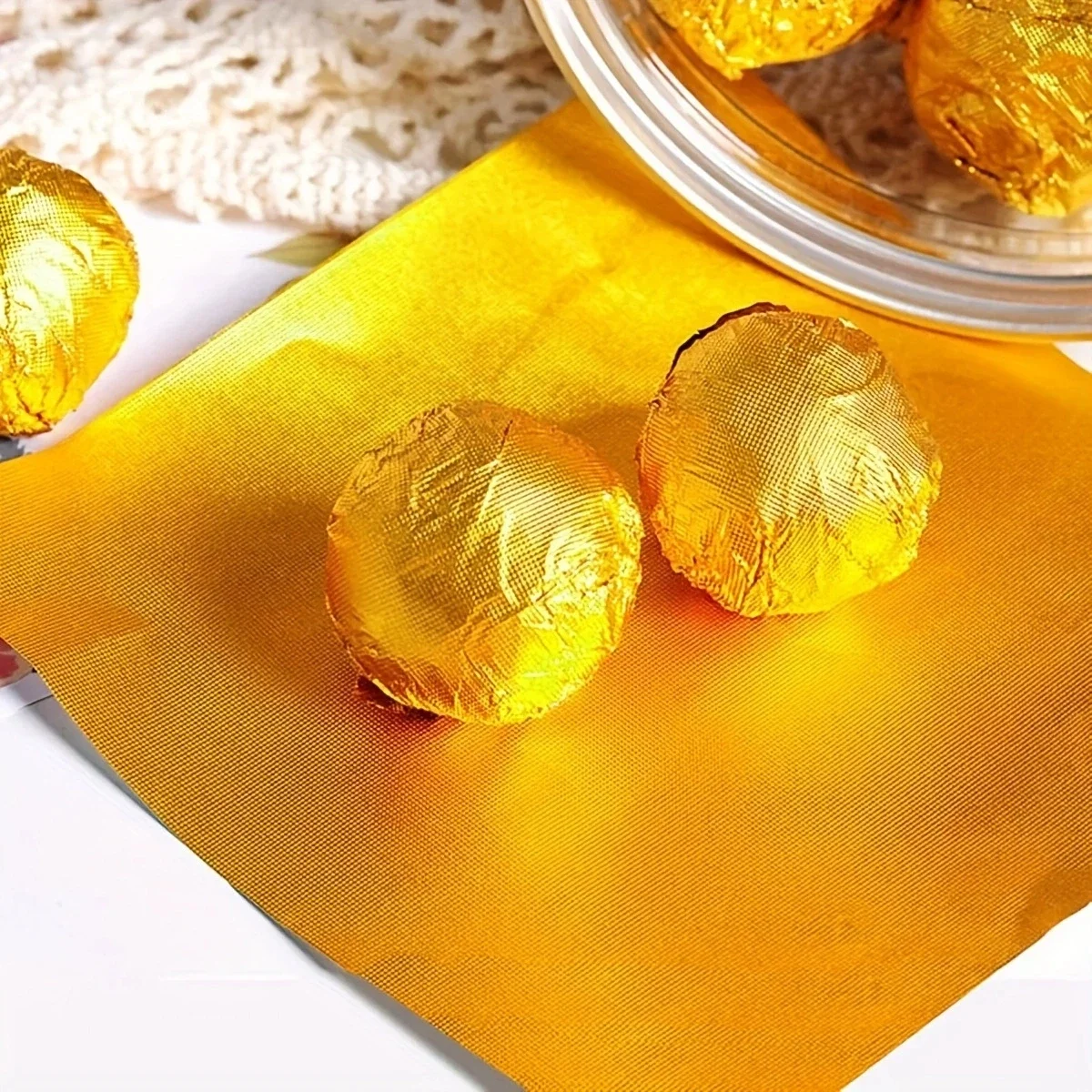 Papel de hojalata para envolver dulces de chocolate, paquete de alimentos para hornear DIY, papel de aluminio para regalos, papel de decoración, 100 piezas