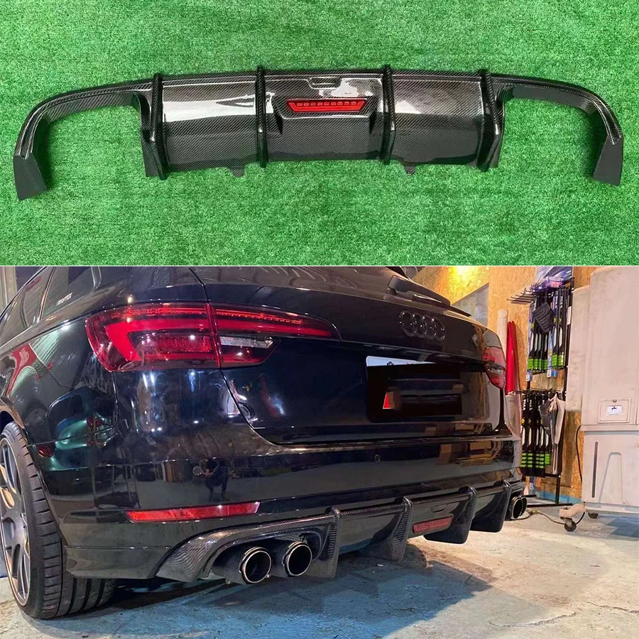 For Audi A4L A4 B9 Travel edition 2017-2019 Carbon Fiber Car Rear Bumper Diffuser Rear Splitters Spoiler Back lip body kit