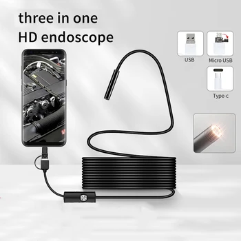 3IN1 tipi c mikro USB endoskop kamera 5.5MM 7MM ayarlanabilir 6LEDs araba muayene Borescope su geçirmez endoskop telefon AN98 için