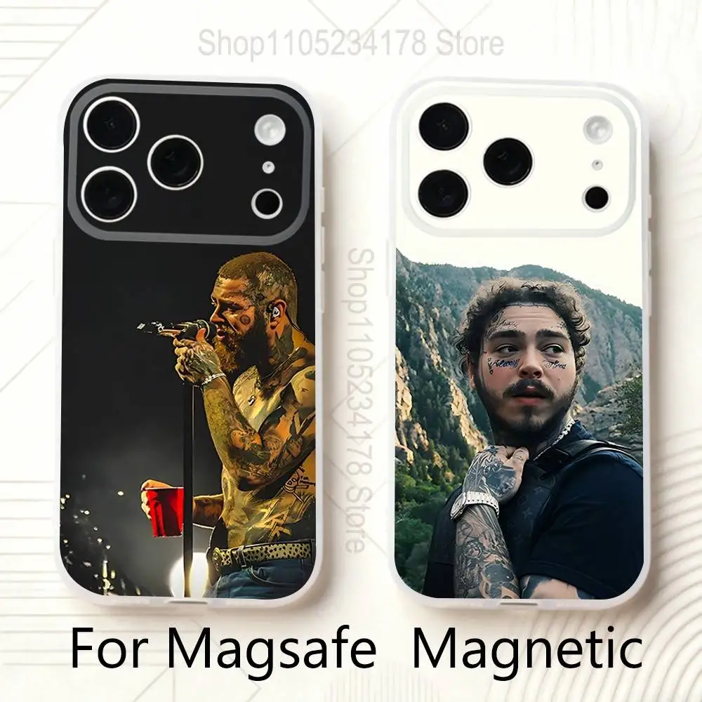 

Singer P-Post M-Malones Phone Case For iPhone 14,16,12,17,13,15,11 Max,Pro,Mini,Plus,Air,E Magnetic Frosted Transparent
