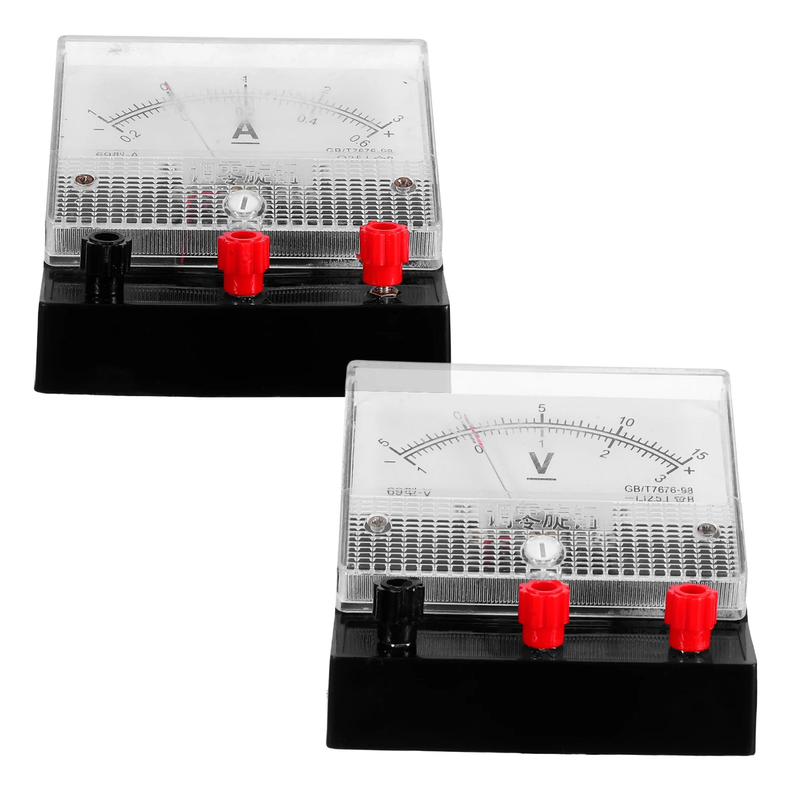 2Pcs Analog Measurement Tools for Education Volt Amp Meter Set Dc Electric Tester for Physics Classroom Lab Instruments