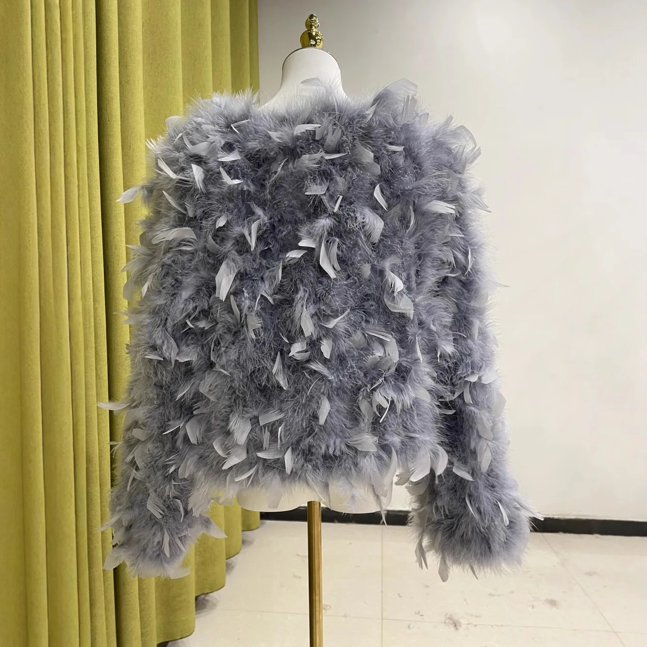 여성용 리얼 타조 깃털 재킷 가을 겨울 파티 아우터웨어 우아한 여성 코트 축제 시즌 아우터 의류