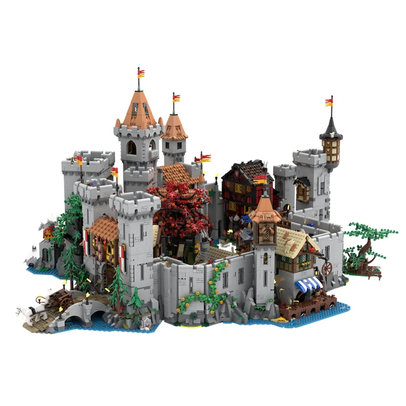 

Medieval Castle Model MOC Building Bricks Lion Castle Square Town Modular Technology Gifts Holiday Assemble Children Toys Suit