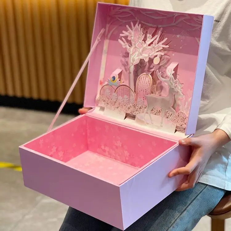 3D Relief Stereo Herbruikbare Luxe Geschenkdoos Set Verjaardagscadeaudoos voor huidige Bruiloft Verpakking Voor Meisjes Kind Decoreren Benodigdheden