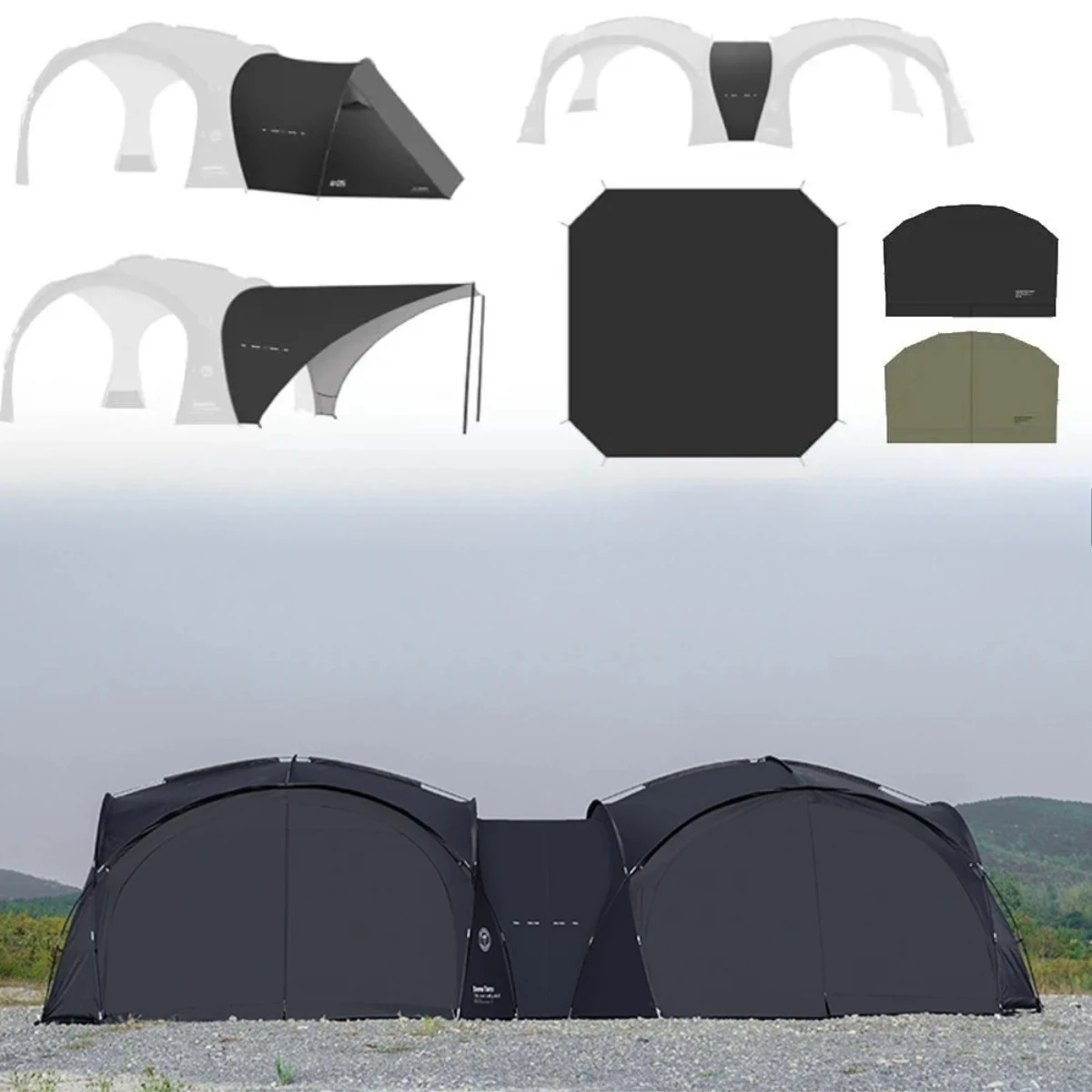Dome Tent Self-supporting Quick Setup Black Coating Outdoor Camping Canopy Expand Tarp PU3000MM Waterproof UV Protection
