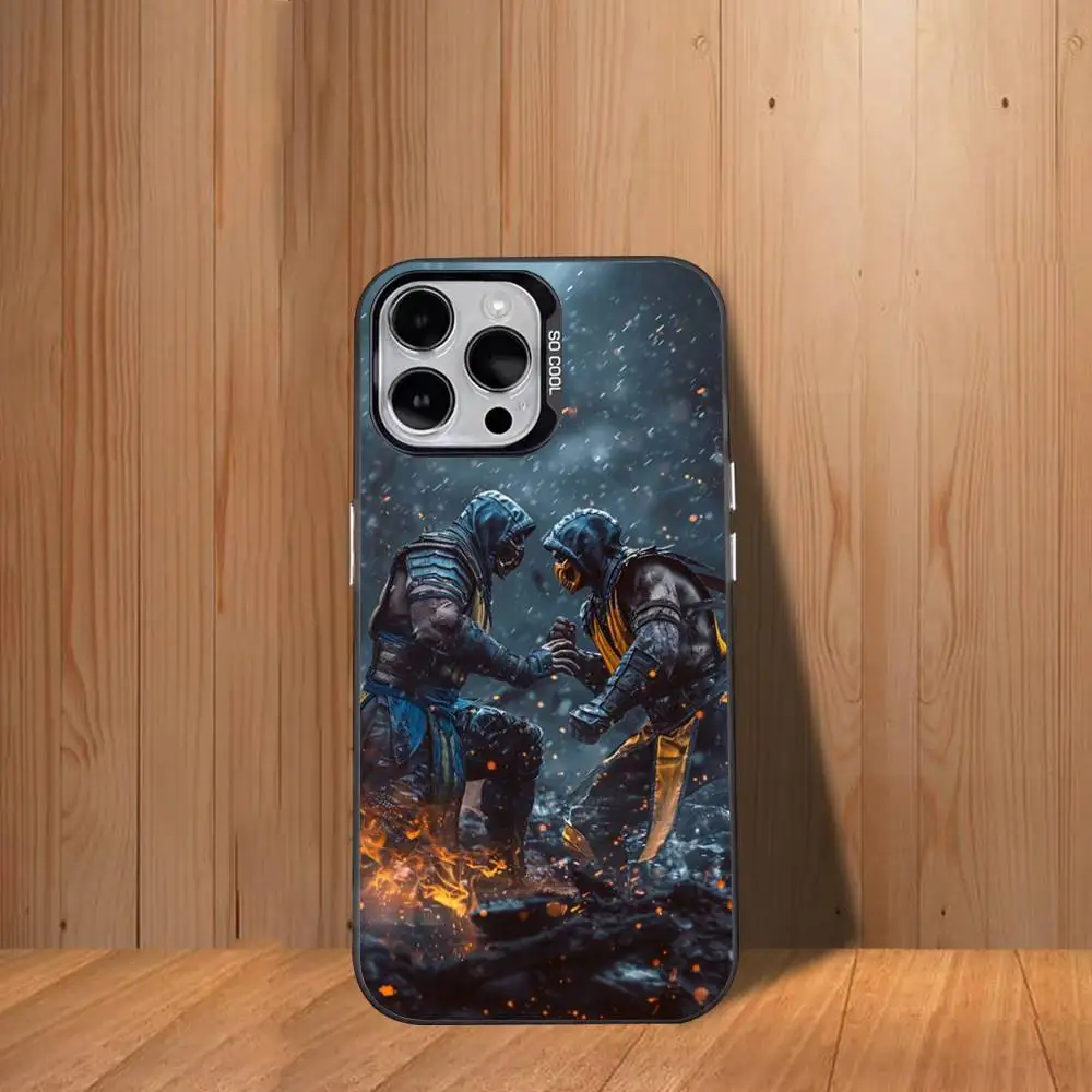 حافظة هاتف Mortal K-Kombat لهاتف iPhone 17,16,15,14,13,12,11,Mini,Pro,SE,MAX غطاء أبيض غير لامع مقاوم للصدمات