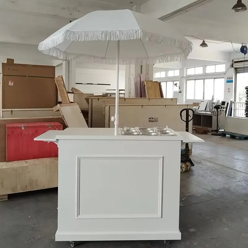 Customizable Candy Display Cart Dessert bar Car Table with Wheel and Umbrella for Wedding Party Events Decoration